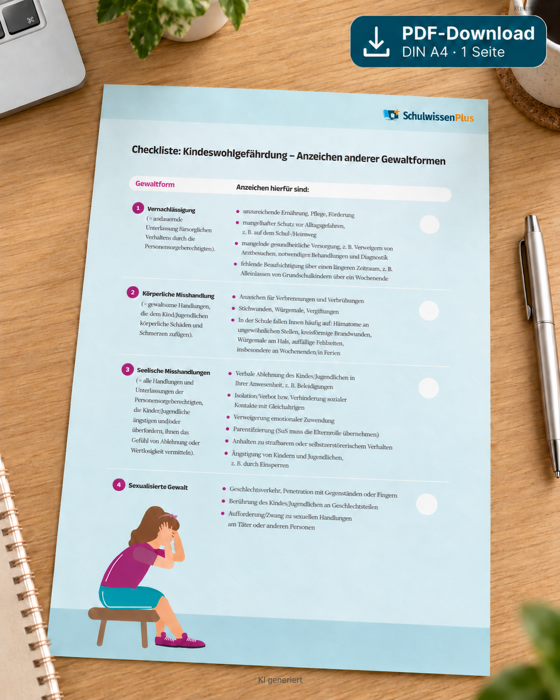 Checkliste Kindeswohlgefährdung – Anzeichen anderer Gewaltformen